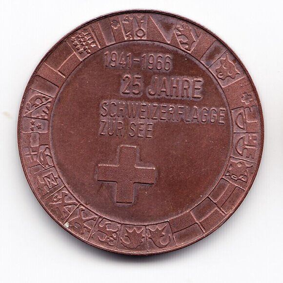 1966 Switzerland 25 Jahre Schweizerflagge Zur See Commemorative Medal (b88) - Picture 1 of 2